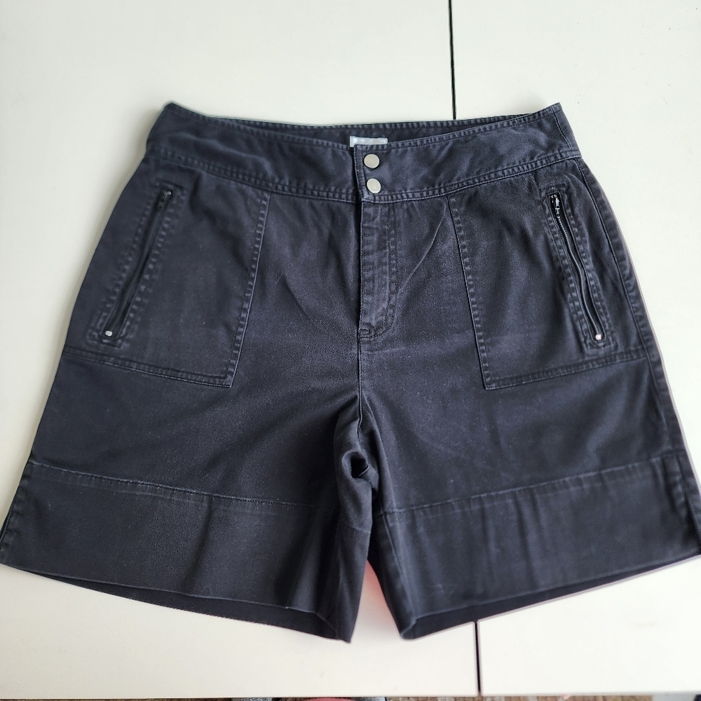 Chico's Dark Black Bermuda Shorts with Zip Pockets